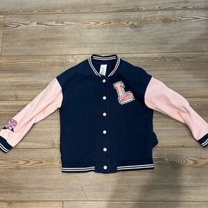 Kids Varsity Jacket with Pink Sleeves